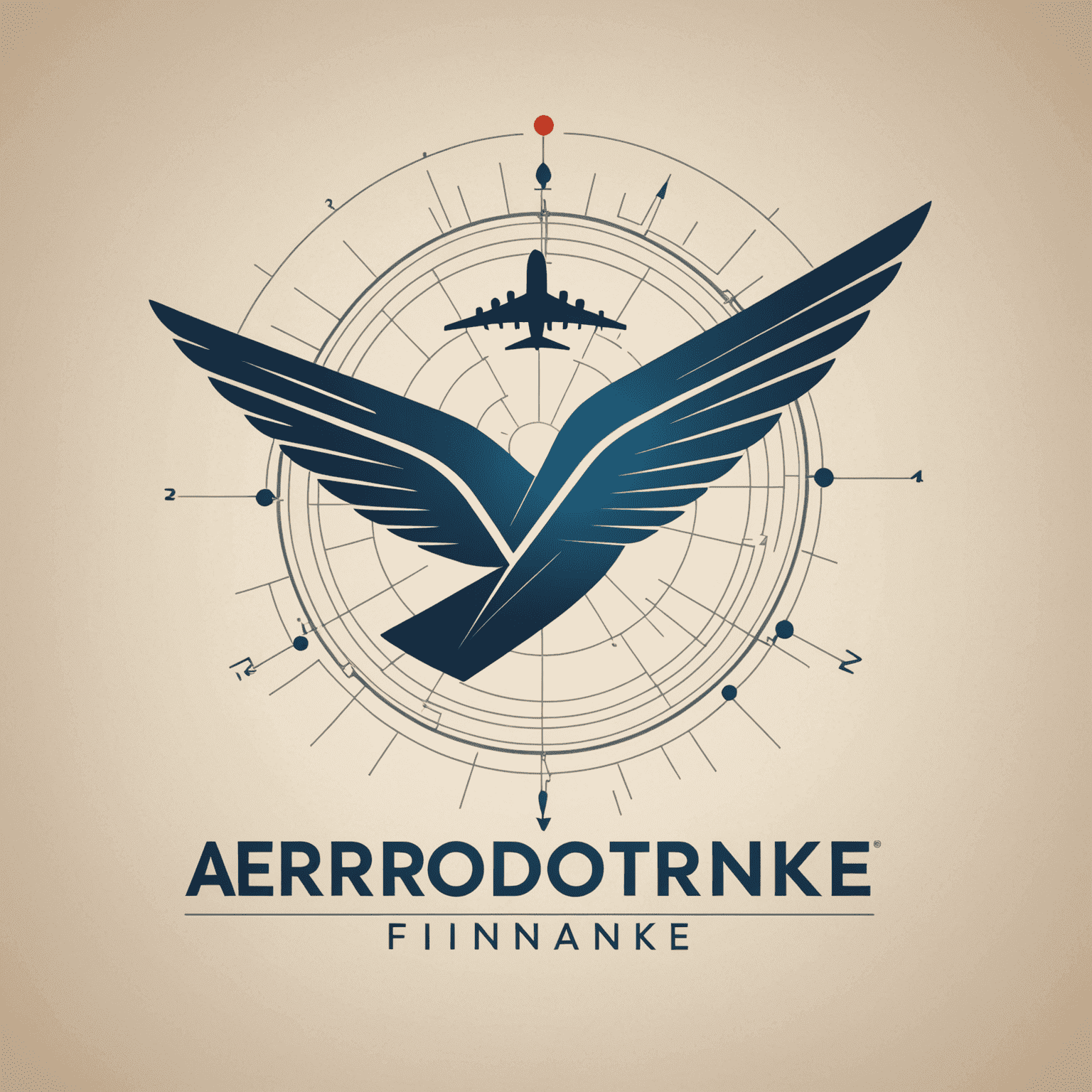 Aerdomfinnke logo: A stylized airplane wing combined with a financial graph, symbolizing aerodrom finance