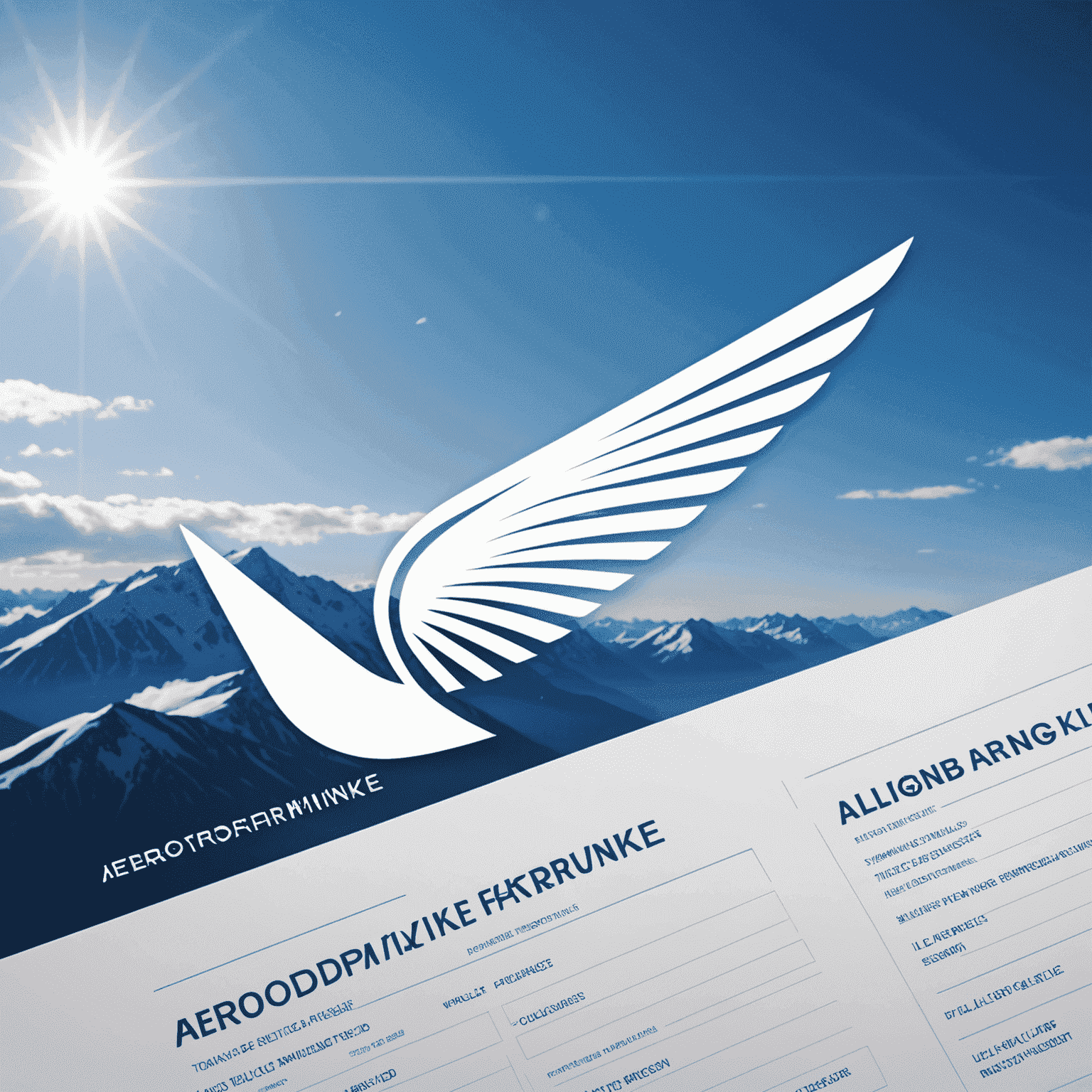 Aerdomfinnke logo: A stylized airplane wing combined with a financial graph, symbolizing aerodrom finance