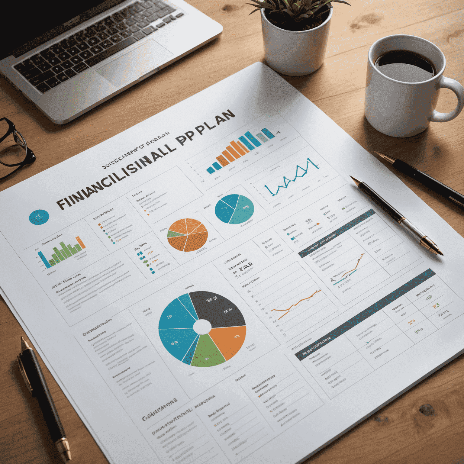 A detailed financial plan with graphs, charts, and a roadmap leading to various financial milestones